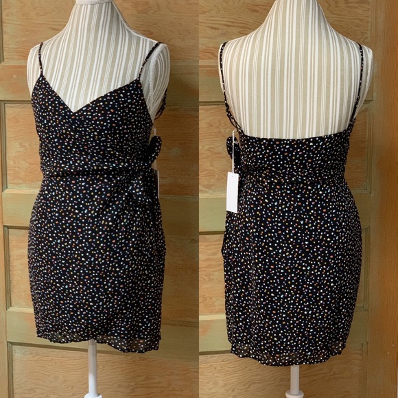 NWT REFORMATION Polka Dotted Boho Wrap Mini Dress - Picture 2 of 8